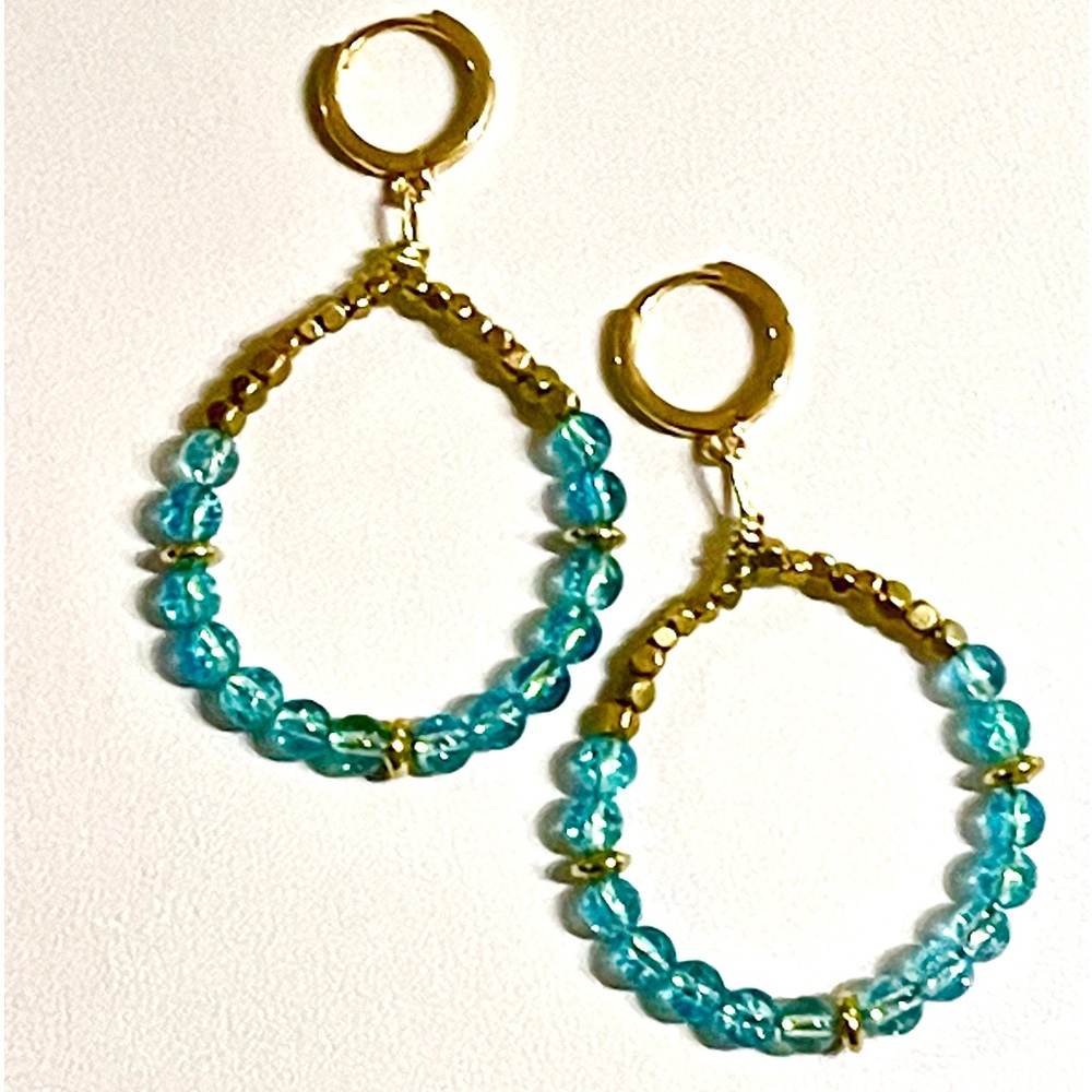 Blue topaz 14k gold earrings